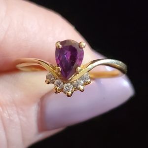 14k Amethyst & Diamond Ring